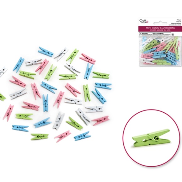🆕 NEW 40 pcs Mini Wood Clothespins - Pinces à linge en bois - Picture 2 of 4